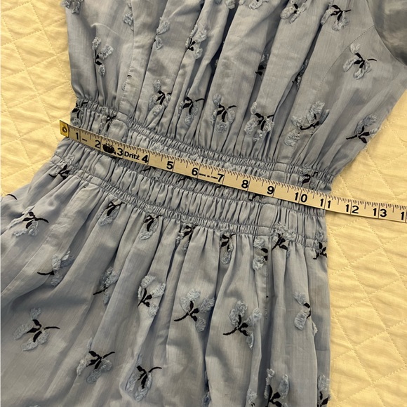 Ann Mashburn Blue Floral Printed Ruched Waist Long Dress Womens XS 100% Cotton - Picture 12 of 14